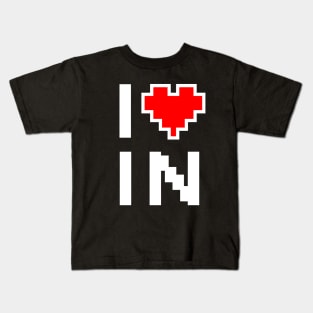 I Love IN - Pixel heart for Indiana gamer Kids T-Shirt